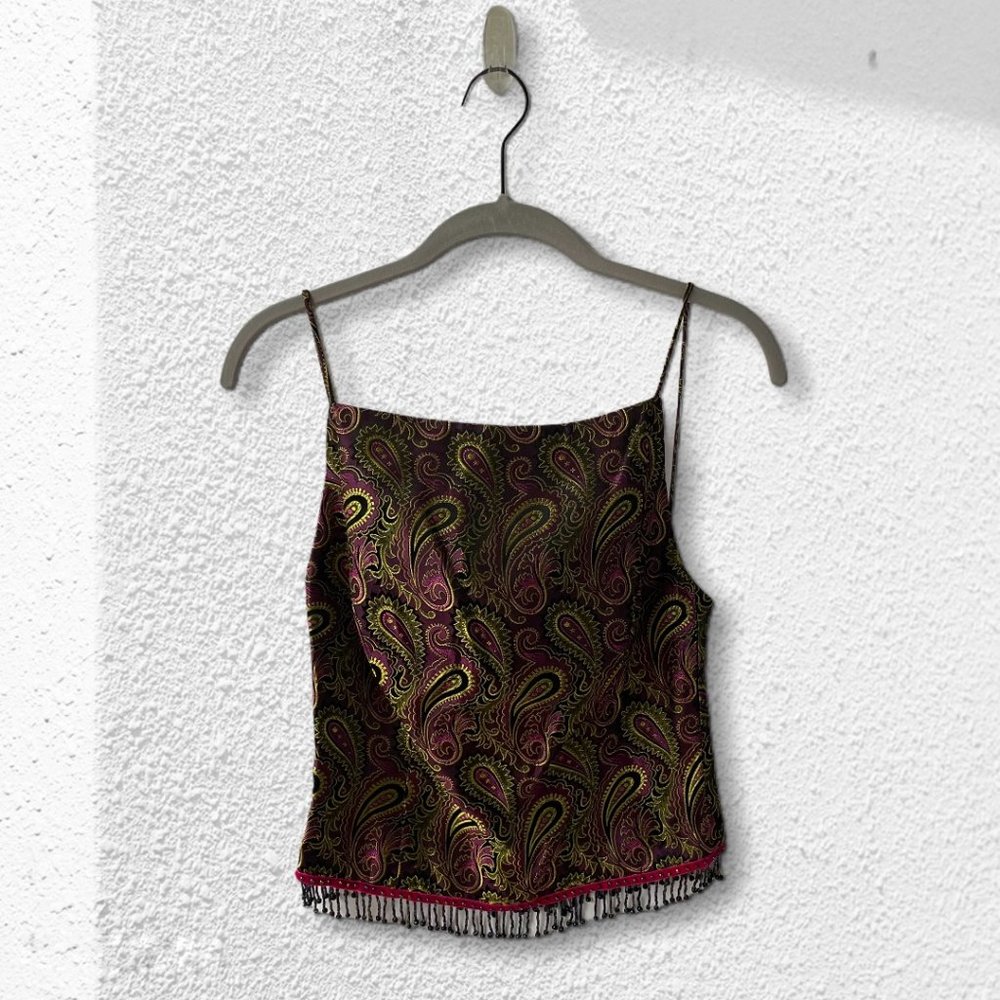Cache Paisley Beaded Camisole Gold Purple …